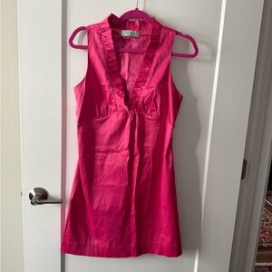 Hot Pink V-neck Shift Dress